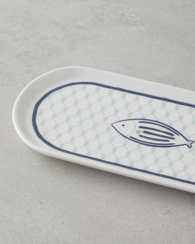 Aqualuna Seramik Kayık Tabak 22 cm Mavi-yeşil