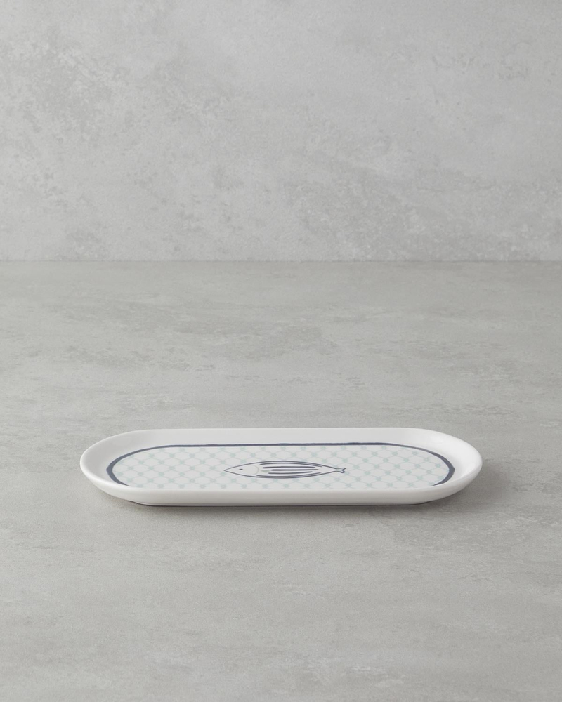 Aqualuna Seramik Kayık Tabak 22 cm Mavi-yeşil