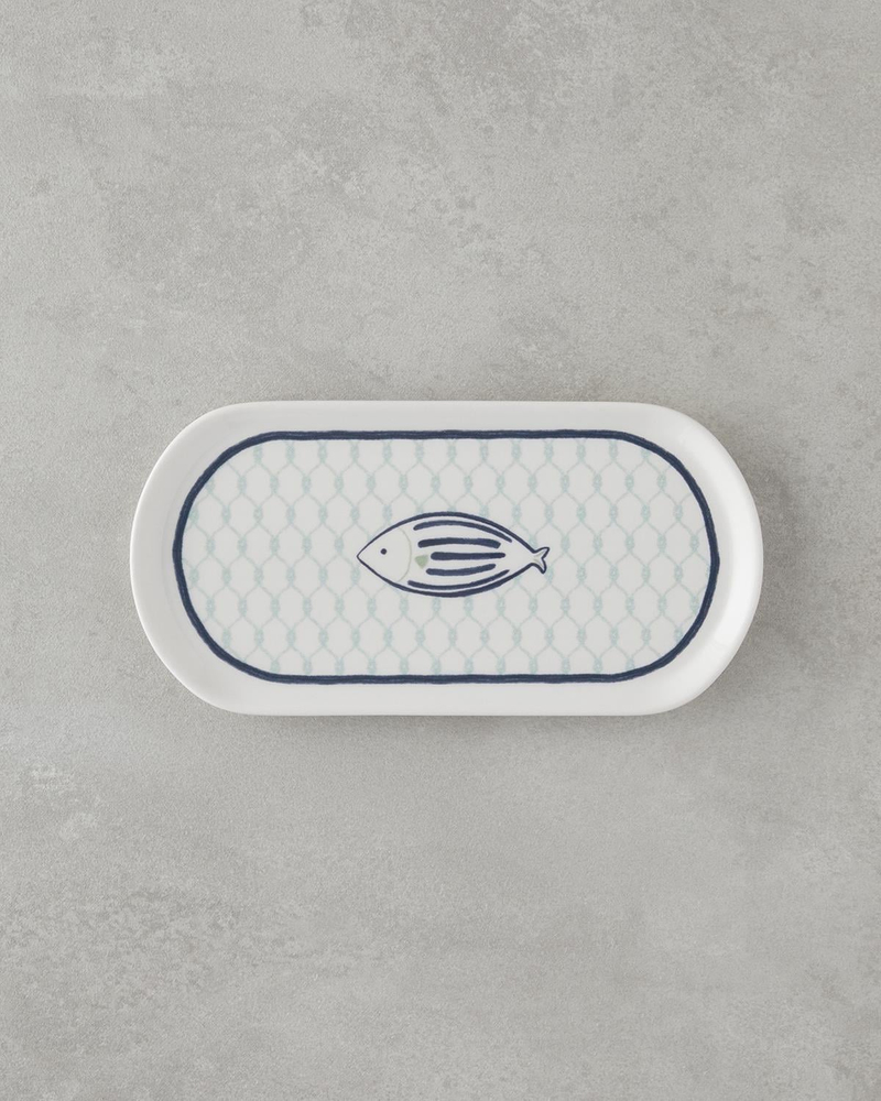 Aqualuna Seramik Kayık Tabak 22 cm Mavi-yeşil
