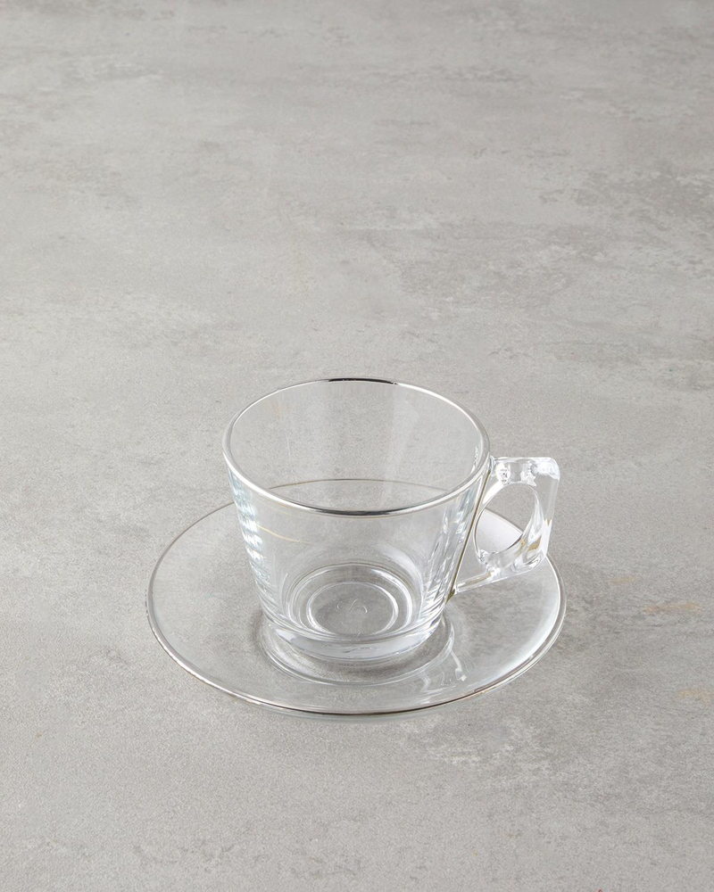 Aria Cam 4 Parça 2 Kişilik Çay Fincanı Takımı 195 ml Silver