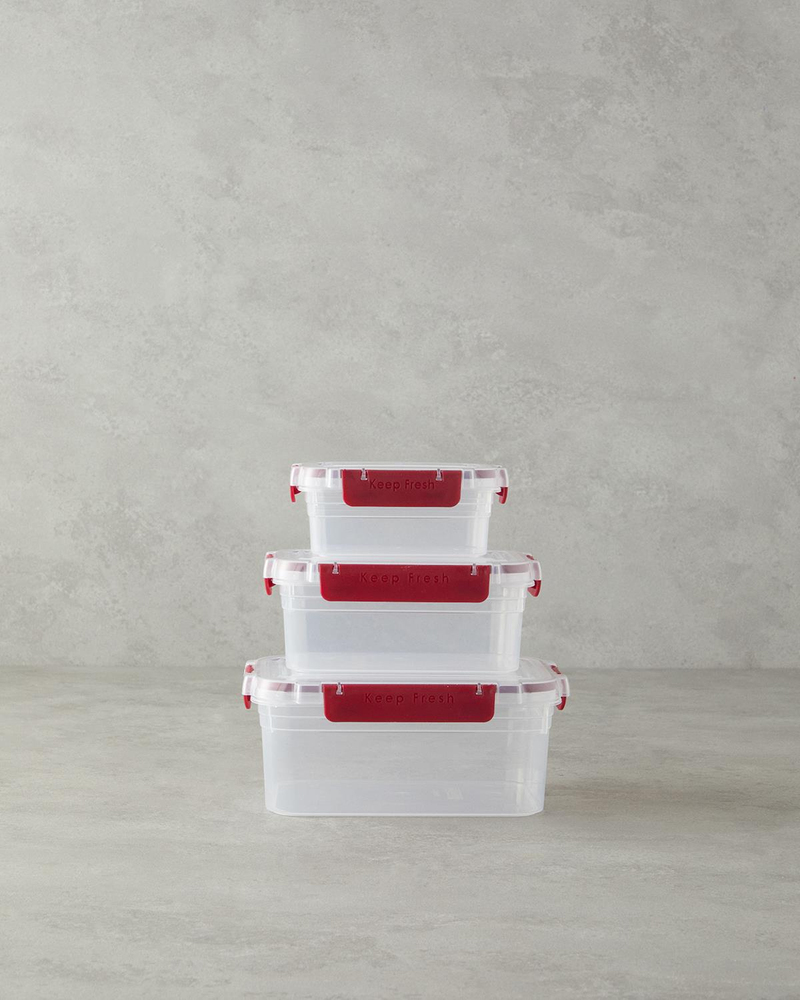 Arnie Plastik 3'lü Saklama Kabı 15.5x21x 9 cm Bordo