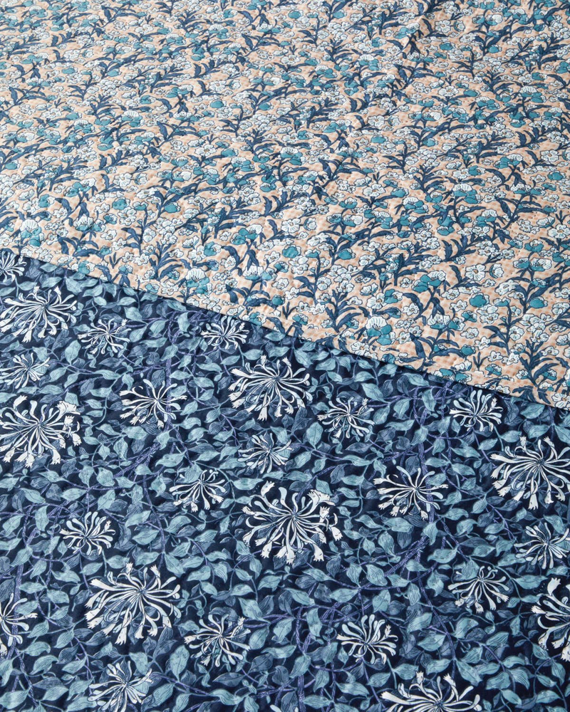 Asteria Çift Kişilik Çok Amaçlı Örtü 200x220 cm Mavi - Bej