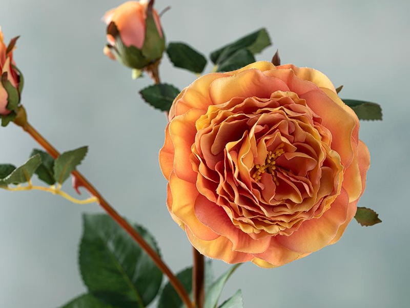 Autumn Rose Tek Dal Yapay Çiçek Turuncu
