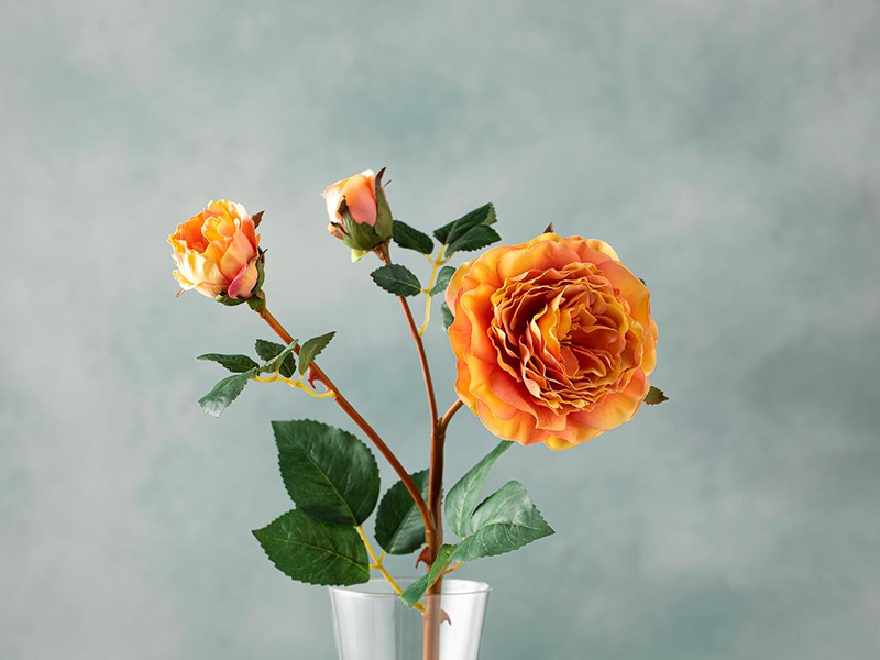 Autumn Rose Tek Dal Yapay Çiçek Turuncu