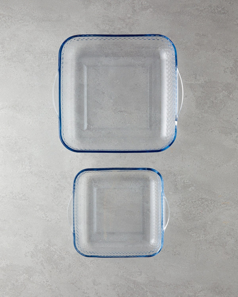 Bake&Serve Cam 2’li Kare Fırın Kabı 27x30-21x23 cm Şeffaf