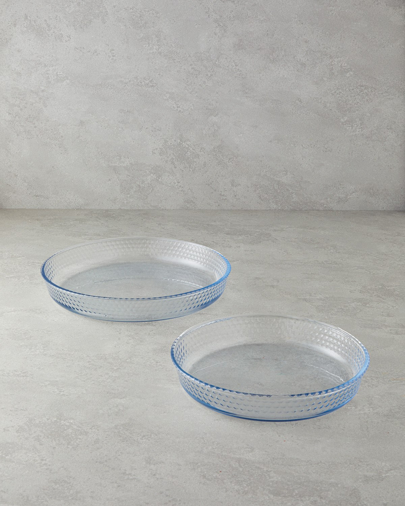Bake&Serve Cam 2’li Yuvarlak Fırın Kabı 26-32 cm Şeffaf