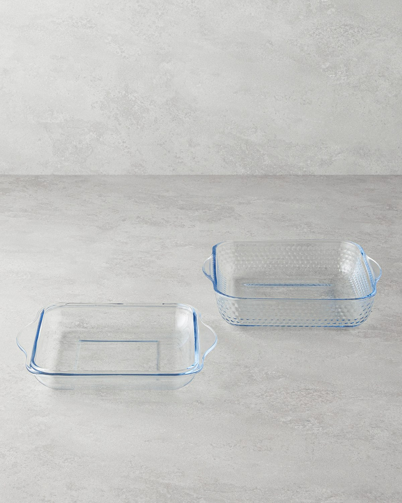 Bake&Serve Cam Kapaklı Kare Fırın Kabı 24x21,5 cm Şeffaf