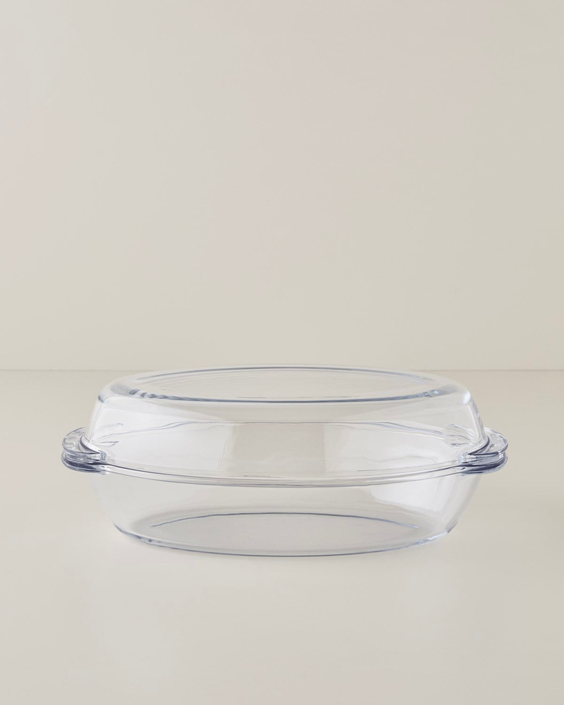 Bake&Serve Cam Oval Kapaklı Fırın Kabı 19x34 cm Şeffaf
