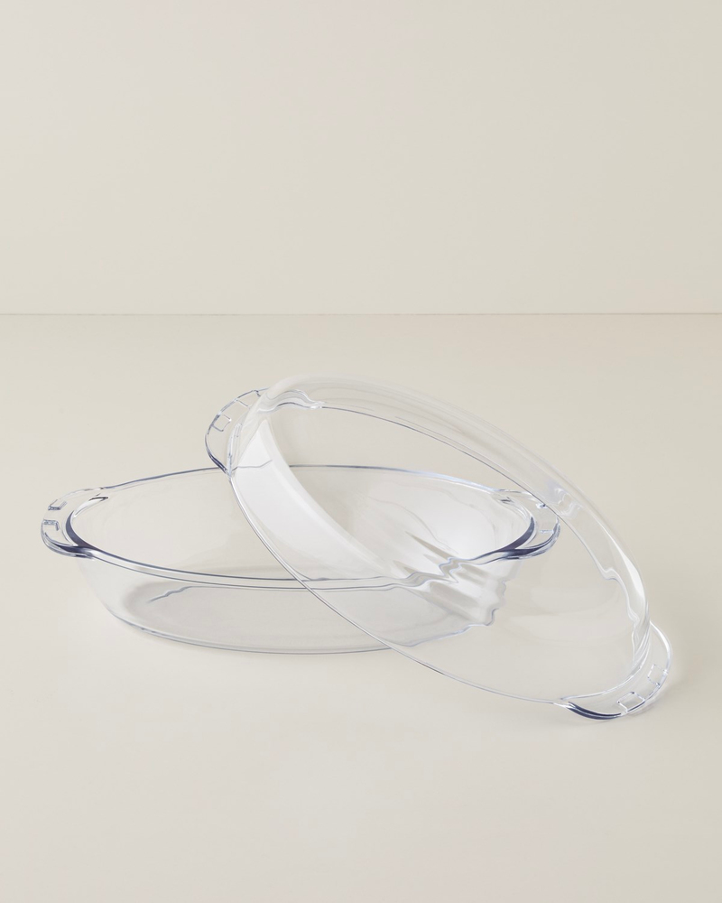 Bake&Serve Cam Oval Kapaklı Fırın Kabı 19x34 cm Şeffaf