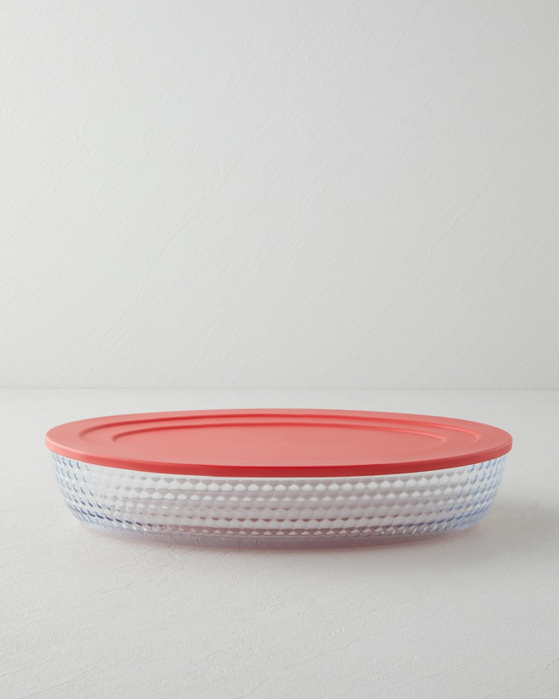 Bake&Serve Cam Oval Kapaklı Fırın Kabı 24x35 cm Kırmızı