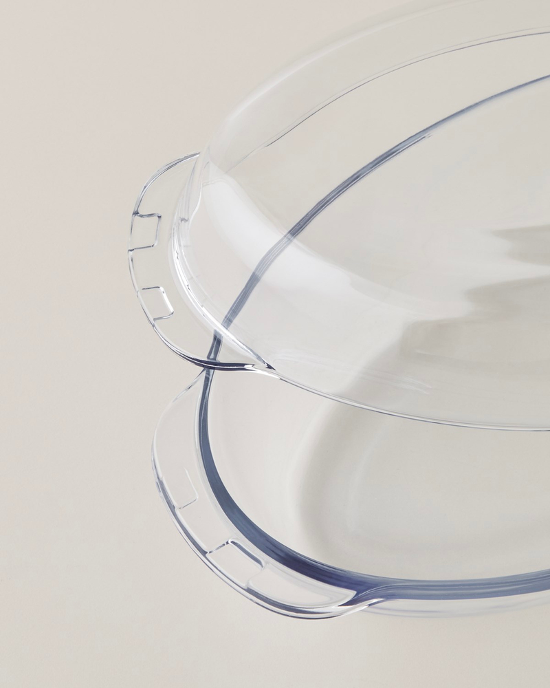 Bake&Serve Cam Oval Kapaklı Fırın Kabı 19x34 cm Şeffaf