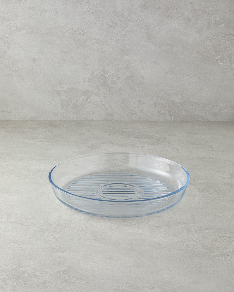 Bake&Serve Cam Yuvarlak Izgaralı Fırın Kabı 32 cm Şeffaf