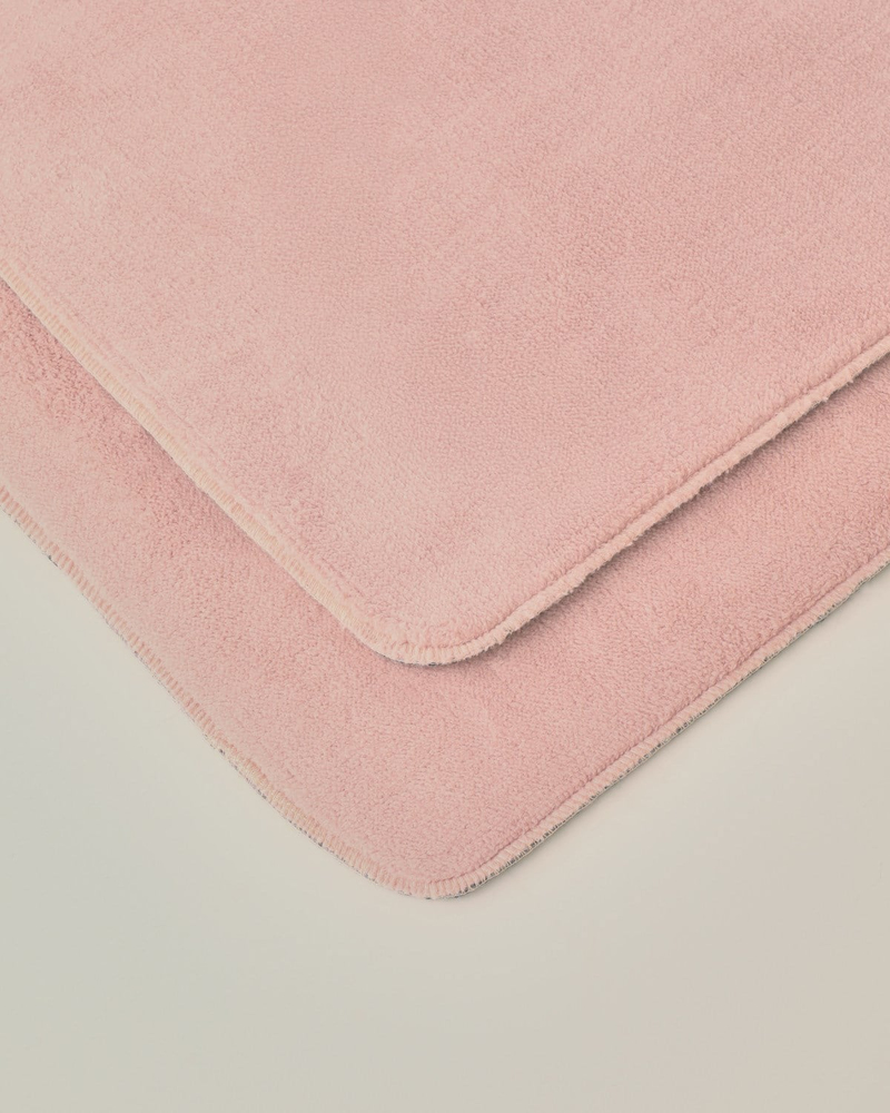 Basicline Kaydırmaz Taban Banyo Paspası Seti 60x100 cm + 50x60 cm Gül Kurusu