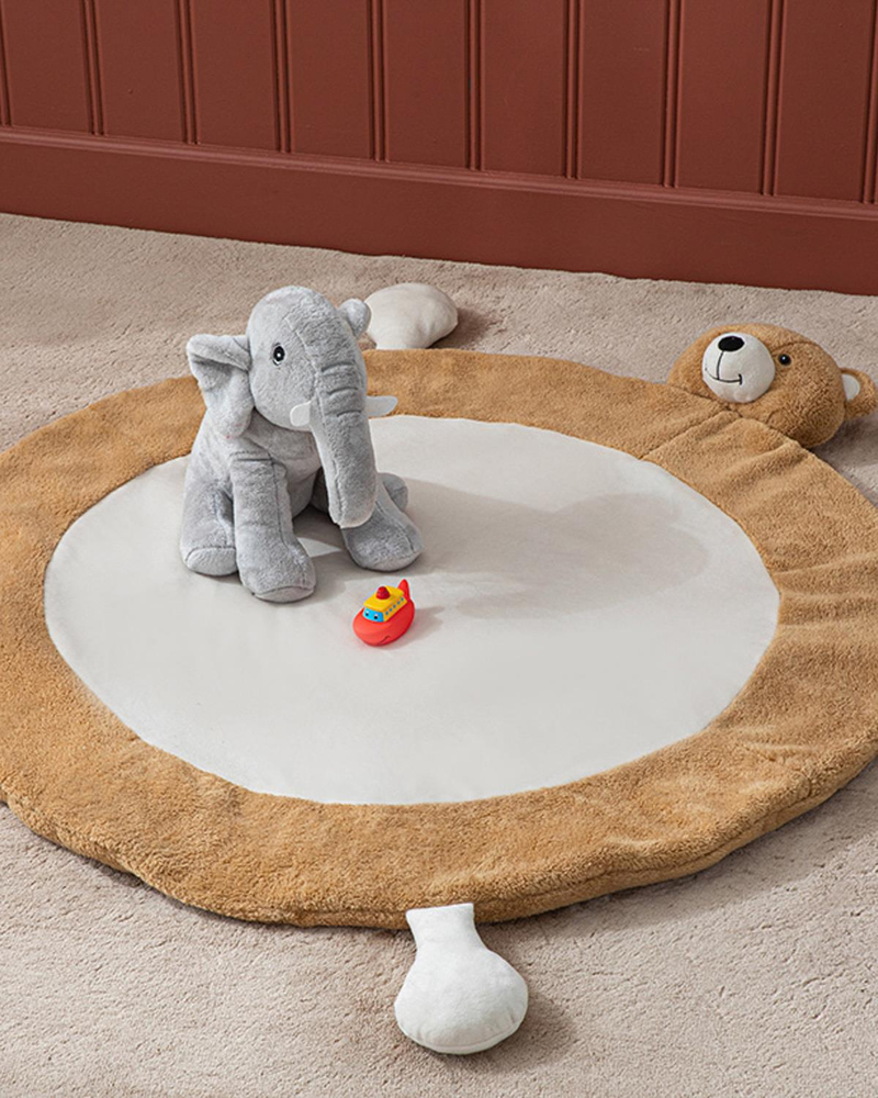 Bear Polyester Yer Minderi 100x100 cm Açık Kahverengi
