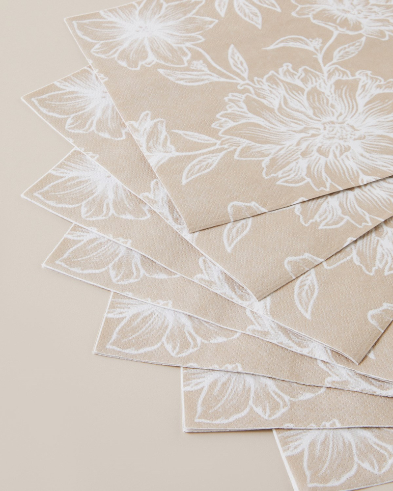 Beige Blossom Kağıt 20'li Kağıt Peçete 33x33 cm Bej