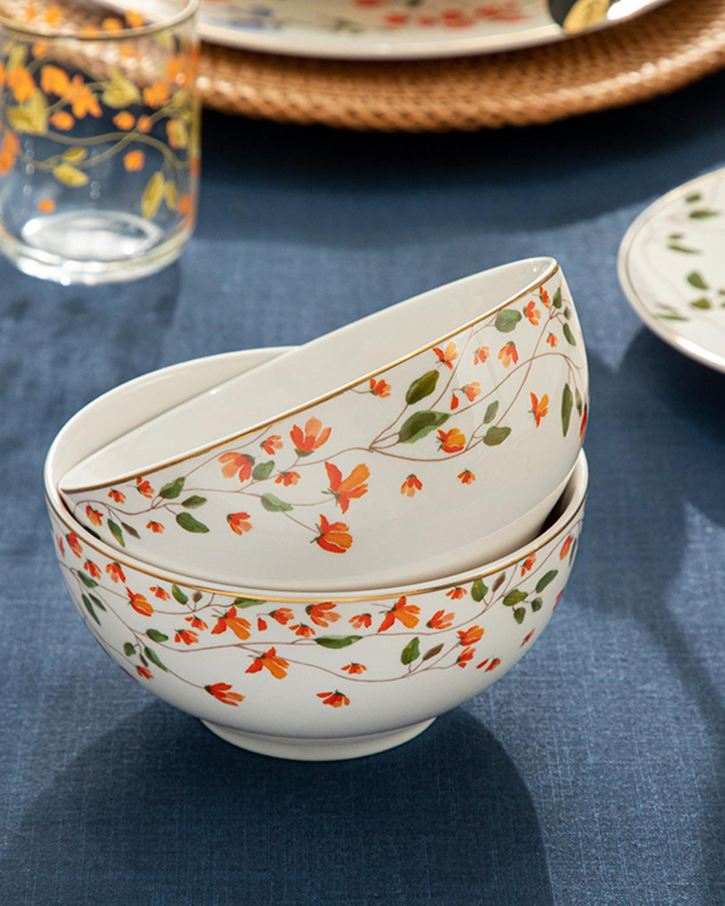 Belleza New Bone China Kase Yeşil-Turuncu