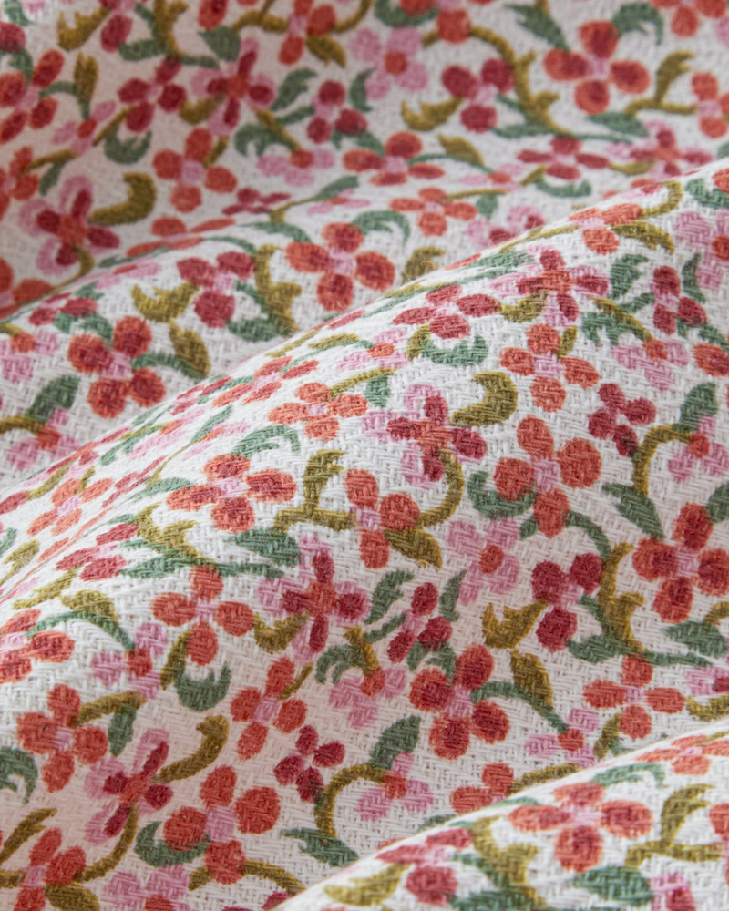 Berry Garden Baskılı Pamuklu Tek Kişilik Pike 150x220 cm Kırmızı