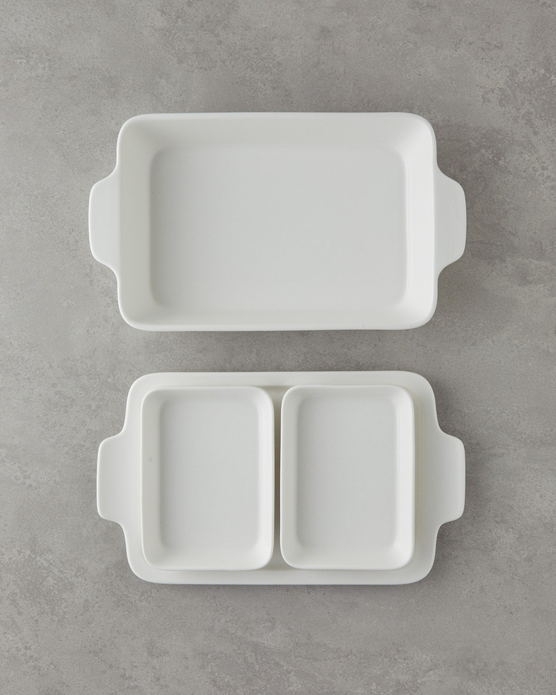 Bianca Porselen Set Fırın Kabı 34x20 cm Beyaz