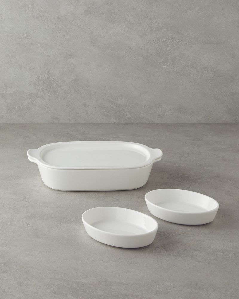 Bianca Seramik Set Fırın Kabı 33x20 cm Beyaz