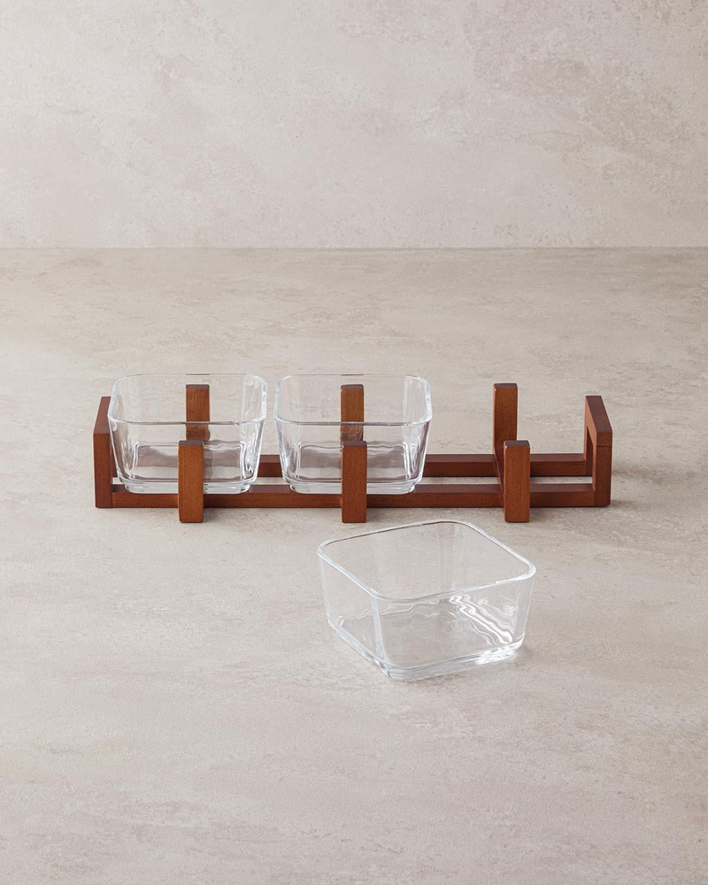 Blenda Cam-Bambu 4 Parça Sunumluk 10x5 cm Şeffaf