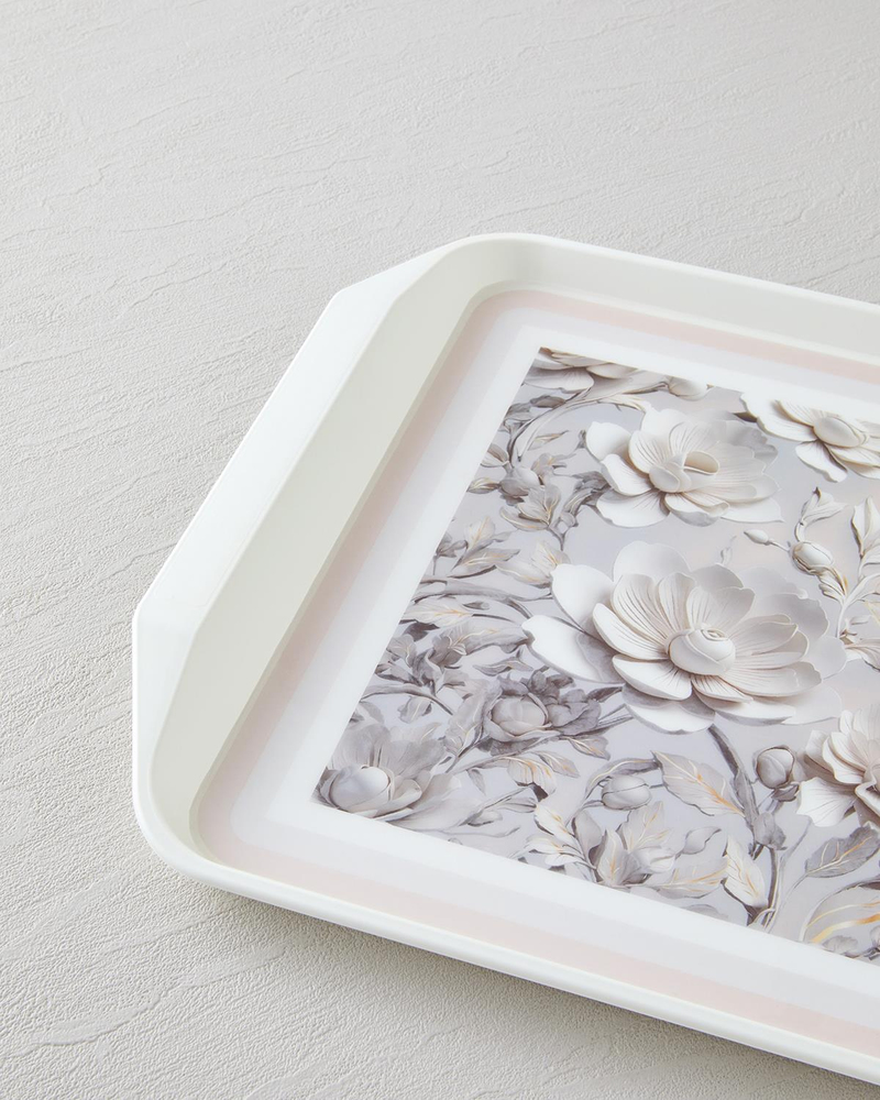 Blooming PP Kaydırmaz Tepsi 39x30 cm Krem
