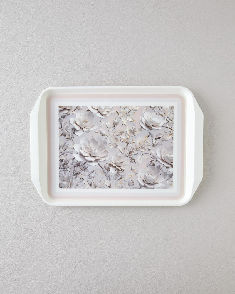 Blooming PP Kaydırmaz Tepsi 39x30 cm Krem