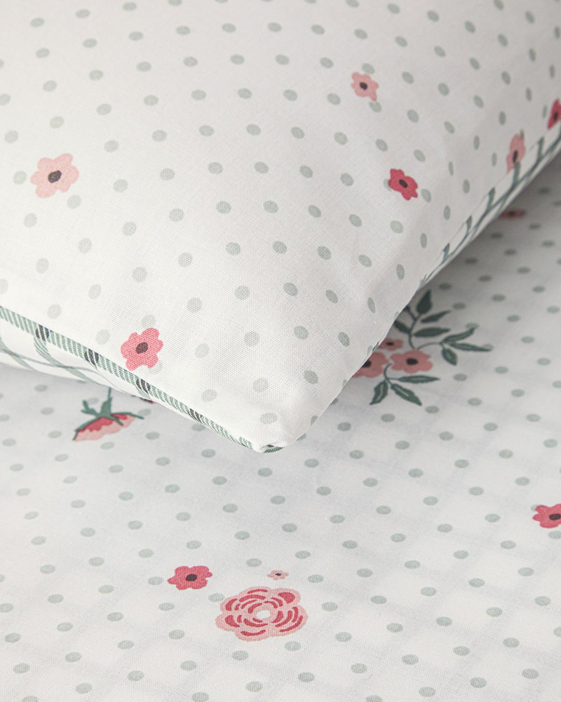 Bloomy Dots Pamuklu King Size Nevresim Seti Pembe