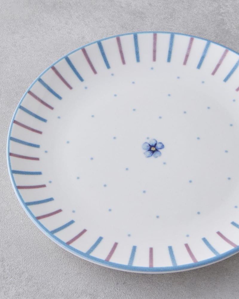 Bloomy Porselen 6'lı Pasta Tabağı 19 cm Mavi - Yeşil