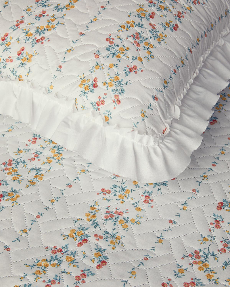 Bloomy Stripe Tek Kişilik Yatak Örtüsü Takımı Turuncu