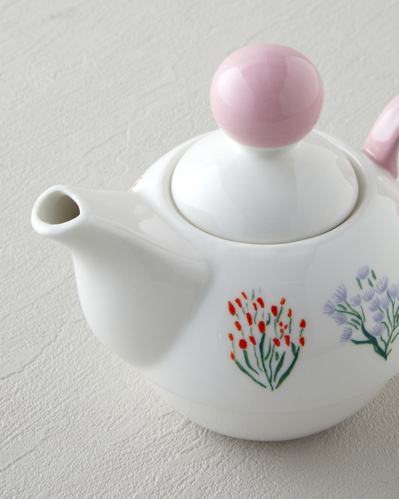 Blossom Frame New Bone China Demlik Seti 400 – 290 ml Pembe - Beyaz