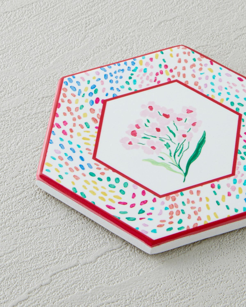 Blossom Frame Seramik Bardak Altlığı 11 cm Renkli