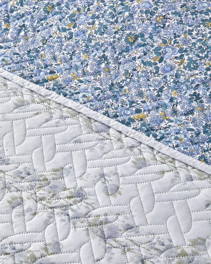 Blossom Stripe Çok Amaçlı King Size Yatak Örtüsü Takımı 240x220 cm Mavi