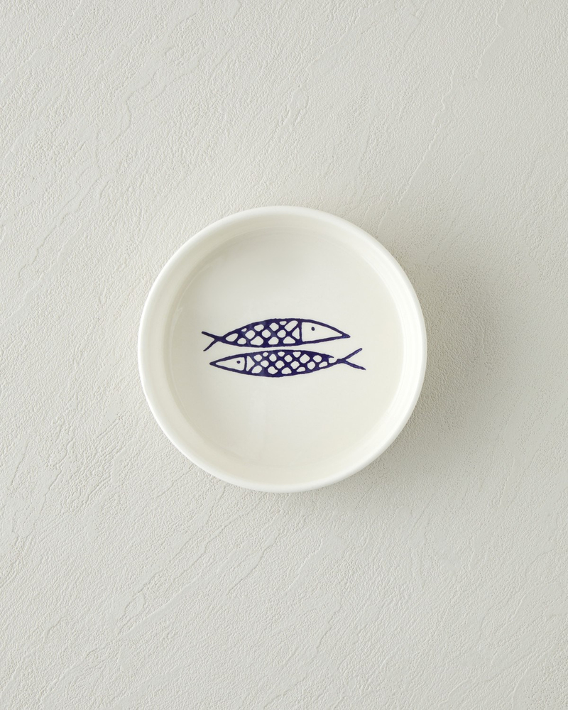 Blue Fishy Seramik Kase 10 cm Beyaz - Lacivert