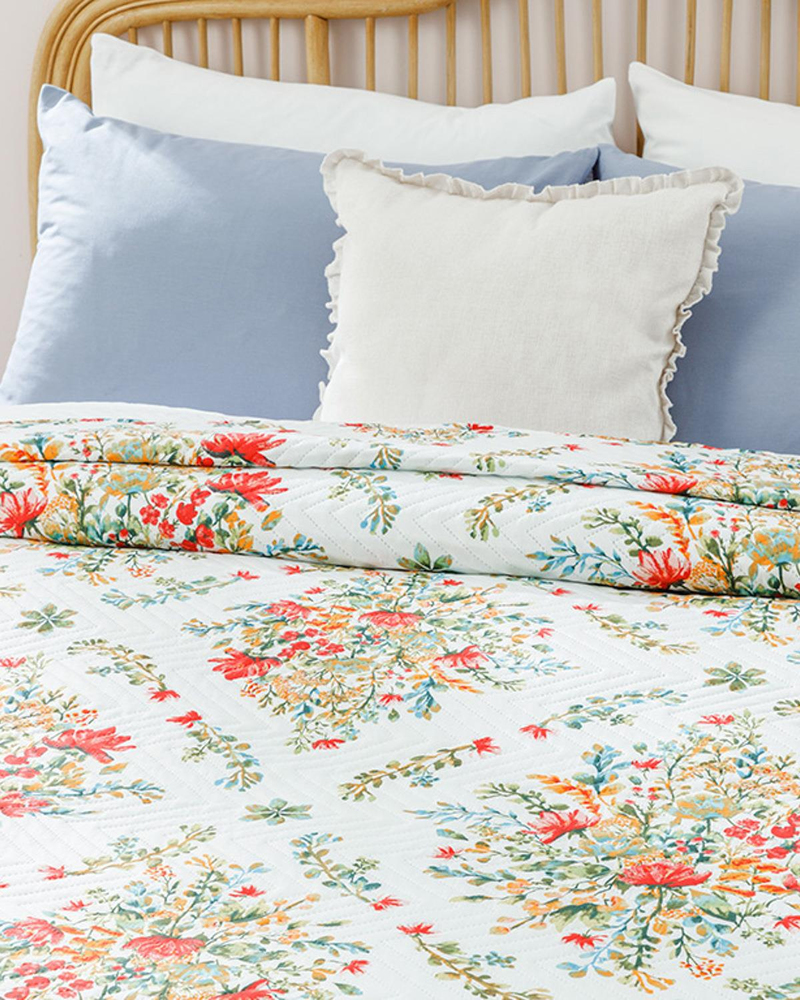 Boho Flowers Tek Kişilik Çok Amaçlı Örtü 160x220 cm Kırmızı