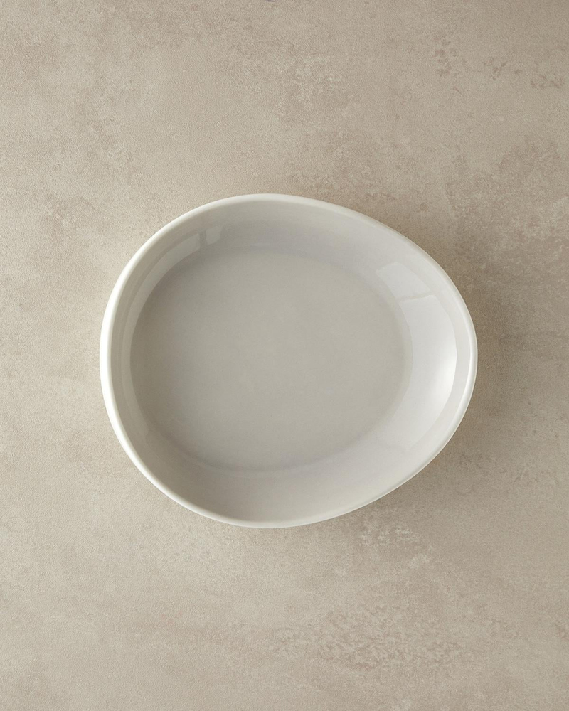 Boho New Bone China Çukur Yemek Tabağı 23 cm Gri