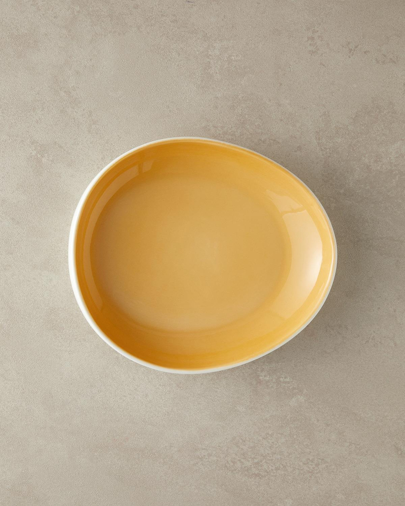 Boho New Bone China Çukur Yemek Tabağı 23 cm Sarı