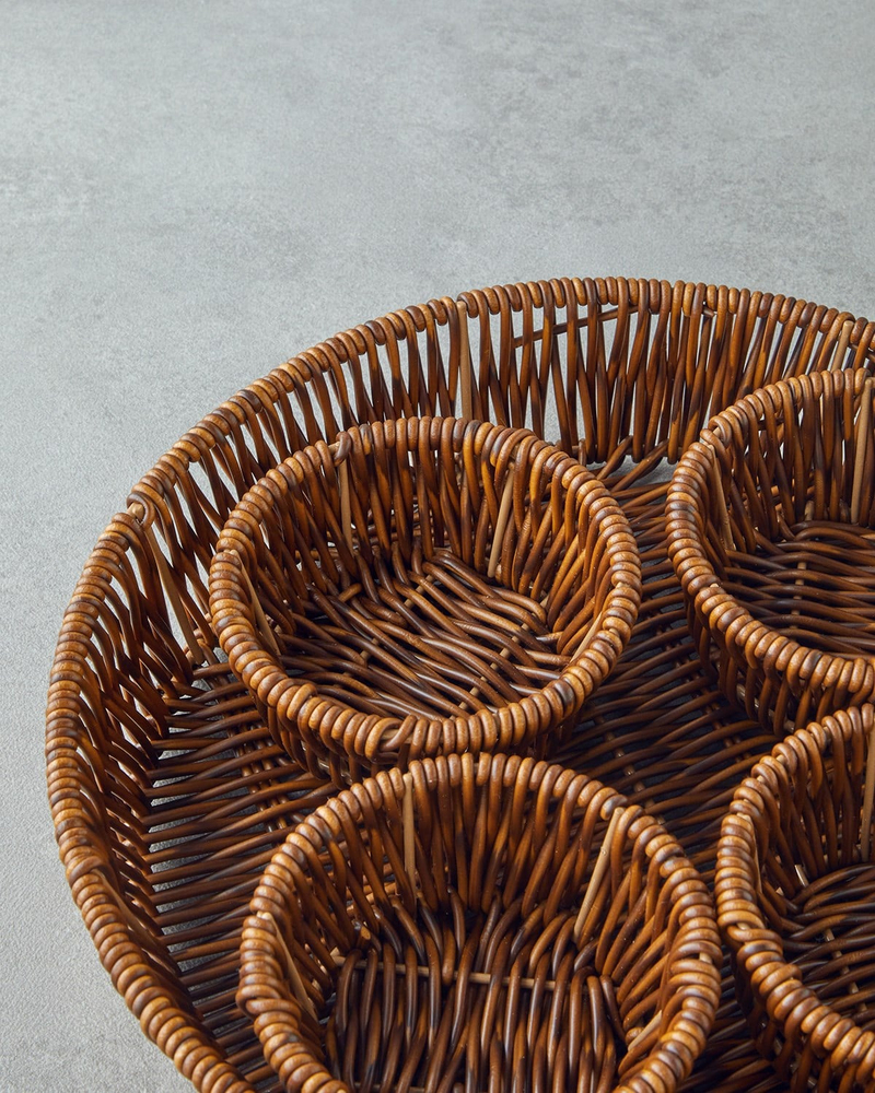Boho Rattan 5 Parça Sunumluk 27x27x5 cm Kahverengi