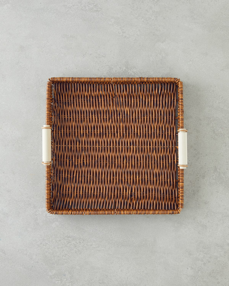 Boho Rattan Tepsi 26x26x3 cm Kahverengi