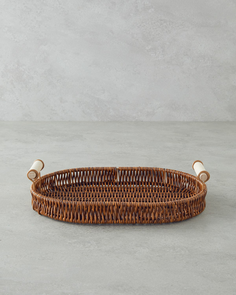 Boho Rattan Tepsi 29x20x3 cm Kahverengi