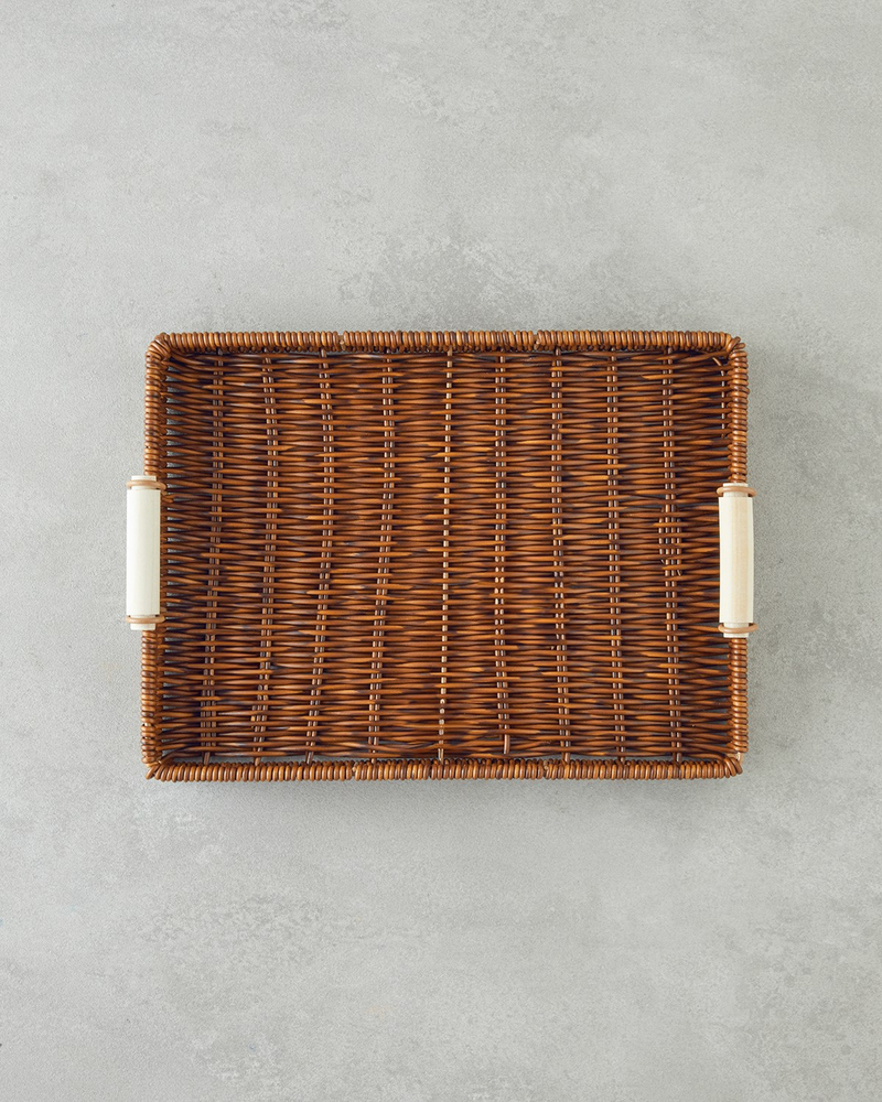 Boho Rattan Tepsi 30x22x3 cm Kahverengi