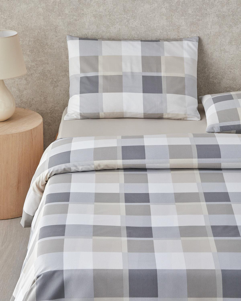 Bold Pattern Kolay Ütülenir Çift Kişilik Nevresim Takımı 200x220 cm Taş Rengi
