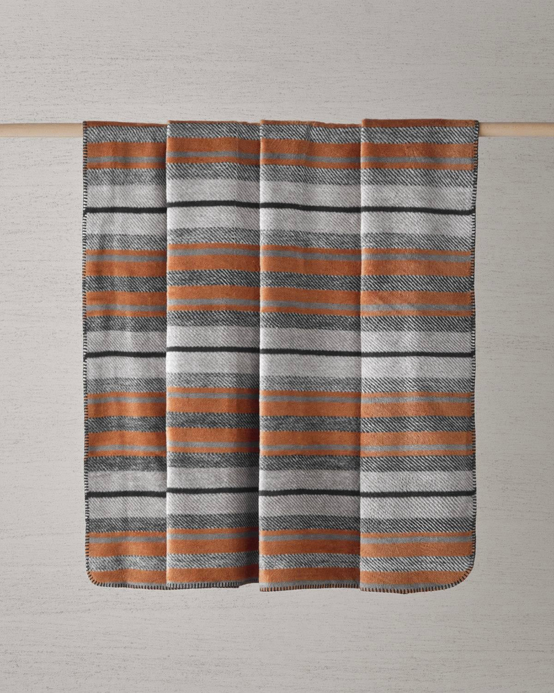 Bold Stripe Pamuk Akrilik Çift Kişilik Battaniye 200x220 cm Koyu Gri