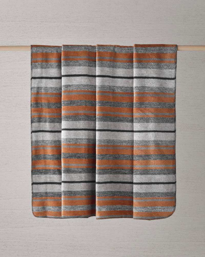 Bold Stripe Pamuk Akrilik Çift Kişilik Battaniye 200x220 cm Koyu Gri