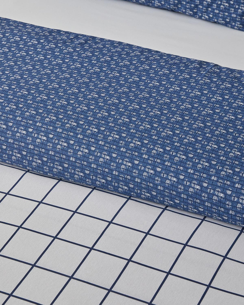 Border Check Kolay Ütülenir Tek Kişilik Nevresim Takımı 160x220 cm Mavi