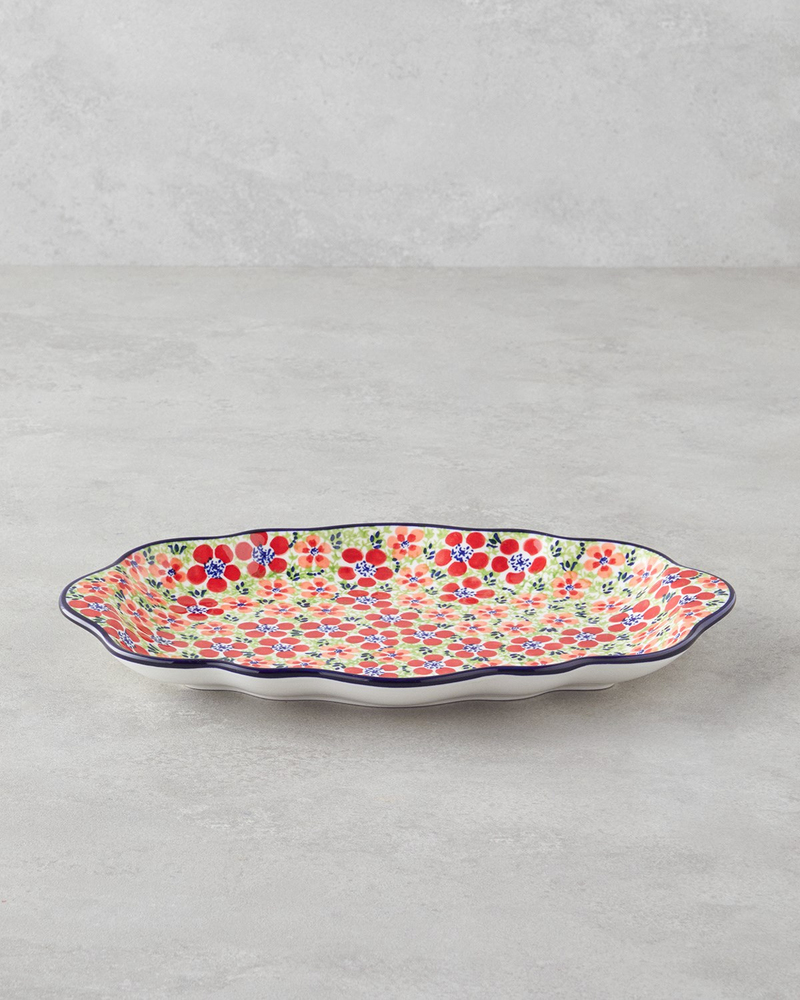 Botanic Stoneware Kayık Tabak 35 cm Renkli