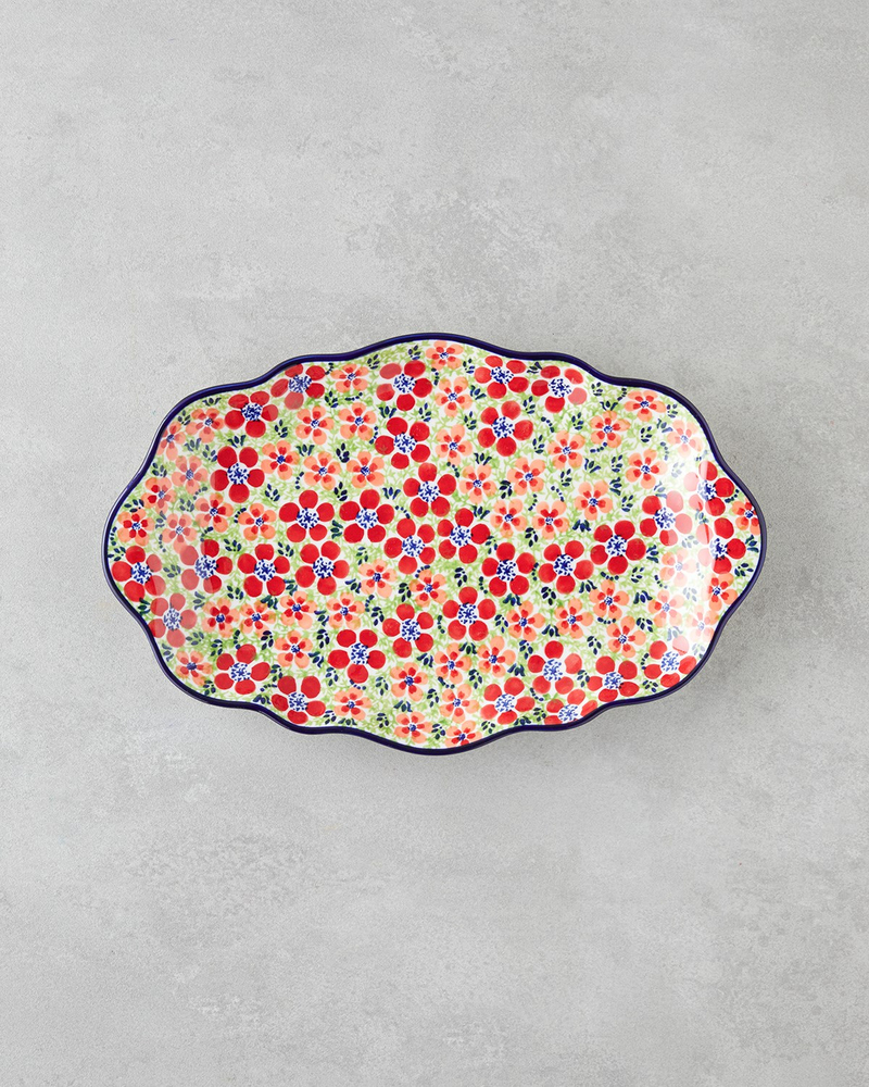 Botanic Stoneware Kayık Tabak 35 cm Renkli