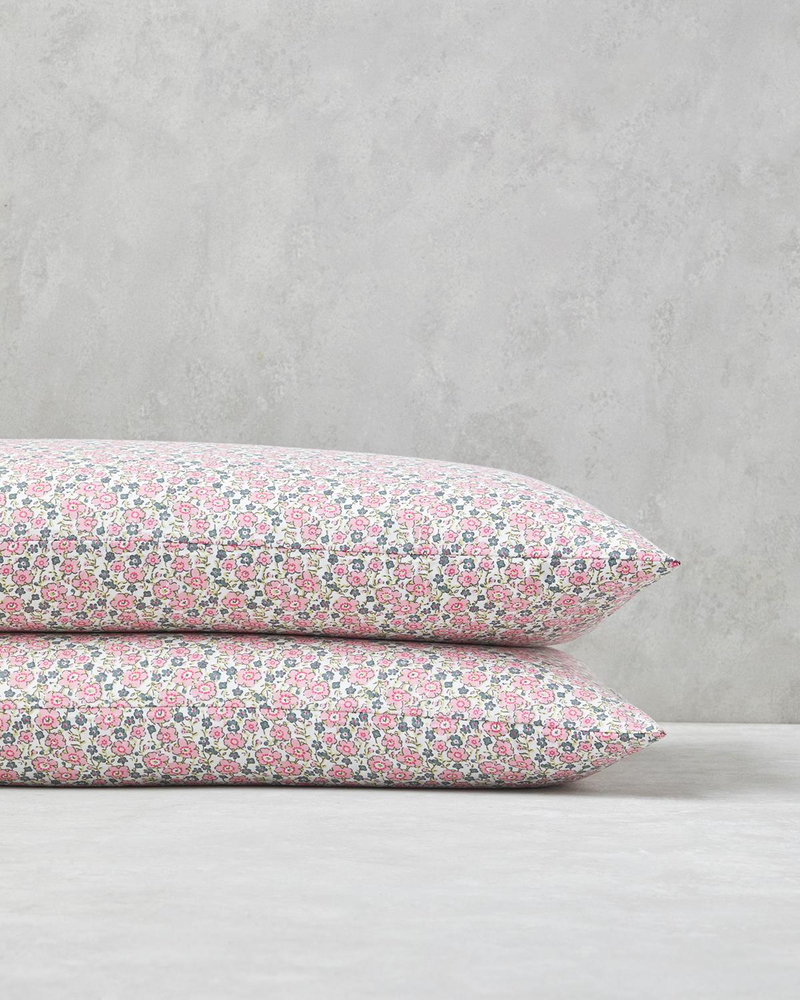 Bright Floral Kolay Ütülenir 2'li Yastık Kılıfı 50x70 cm Pembe