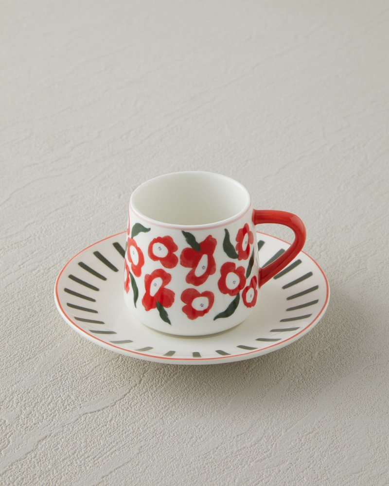 Bright Match New Bone China 4 Parça 2 Kişilik Kahve Fincan Takımı 90 ml Renkli