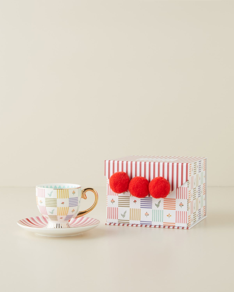Bright Ophelia New Bone China 4 Parça 2 Kişilik Kahve Fincan Takımı 100 ml Renkli
