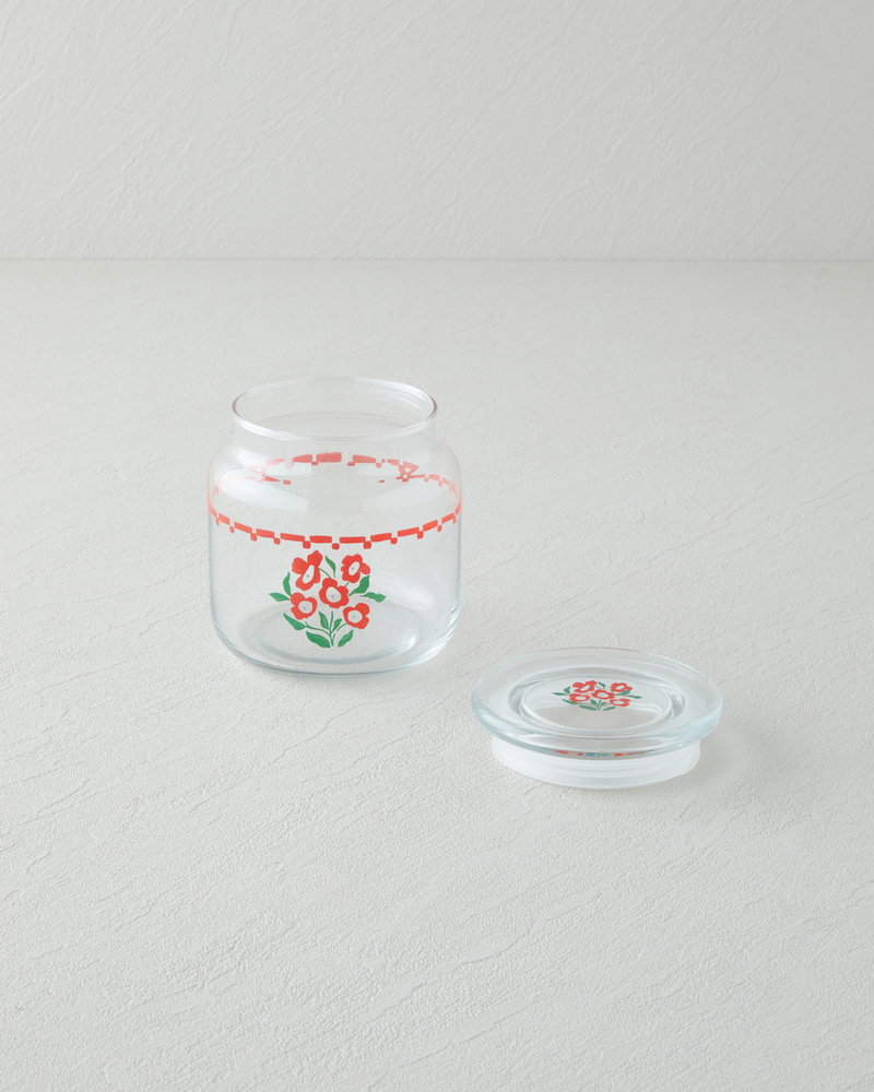Bright Parade Cam Kavanoz 500 ml Kırmızı - Beyaz